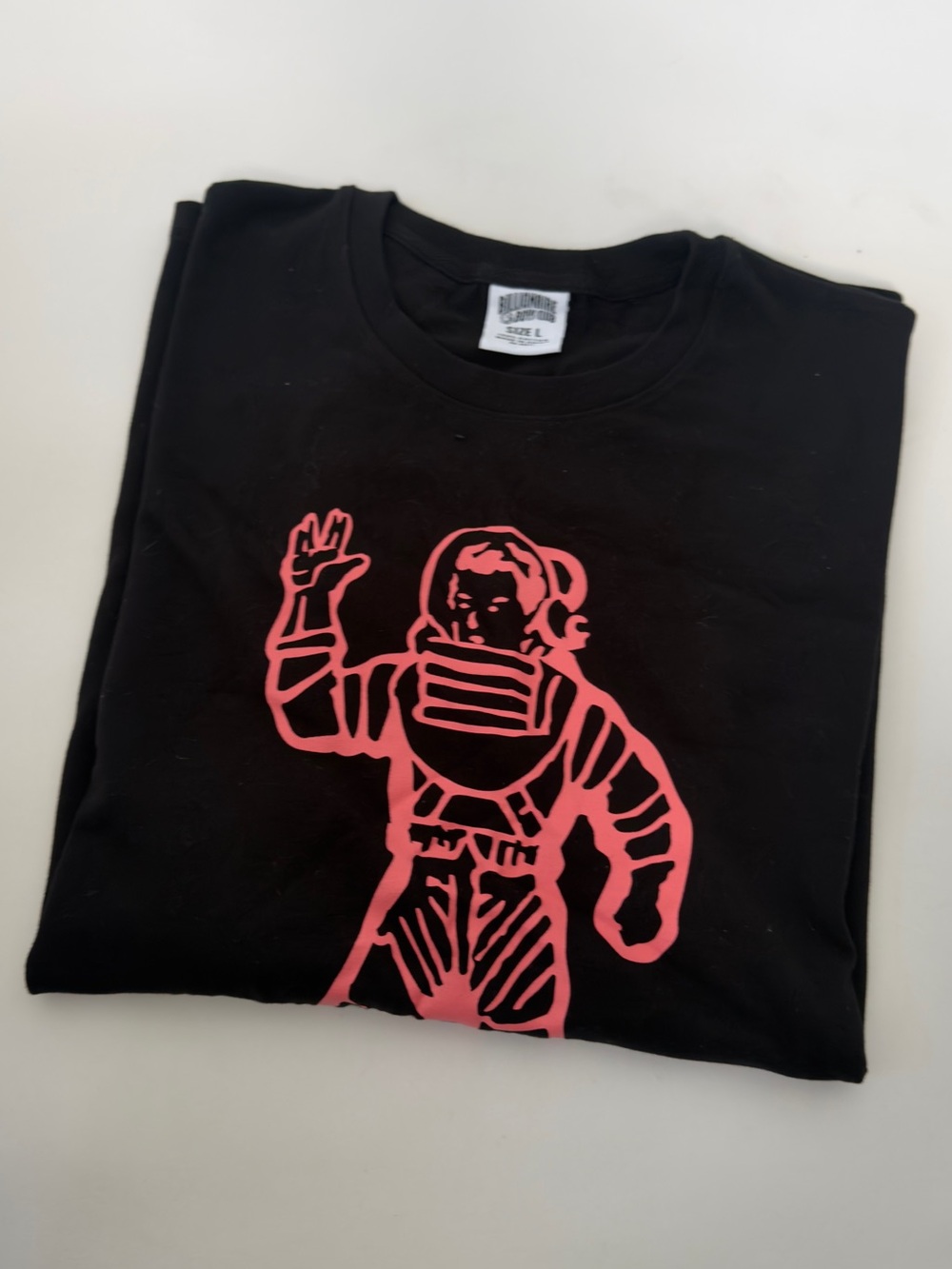 Billionaire Boys Club Black Tee with Coral-Pink Astronaut Print